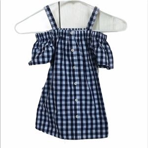 French toast checkered top with thick tie